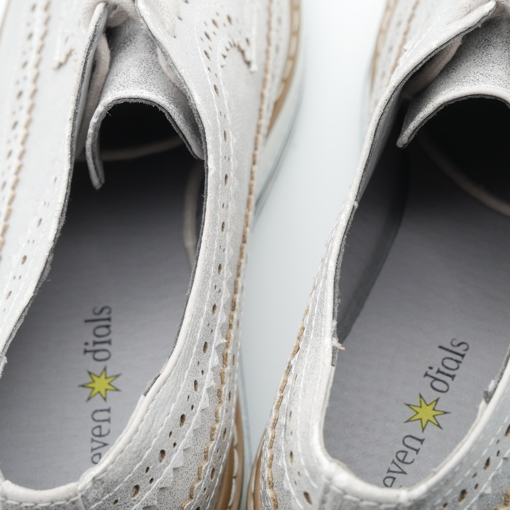Seven Dials Bennett Silver Metallic Platform Wingtip Brogue Oxford Shoes 7.5M - Picture 7 of 12